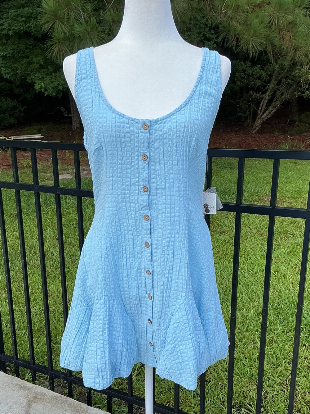Free People Light Emilia Pucker Mini Bubble Hem Tank Dress